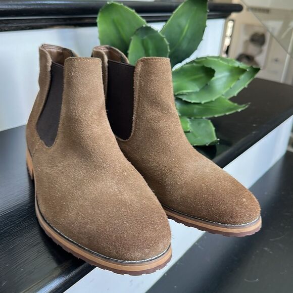 New!  Genuine Leather Chelsea Boots Brown Suede Size 7 gift - Picture 4 of 7